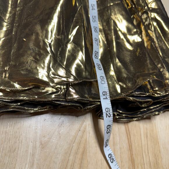 Mac Duggal NWT Liquid Gold Pleated Deep V-Neck Maxi Gown Size 2 Sleeveless - Picture 8 of 8